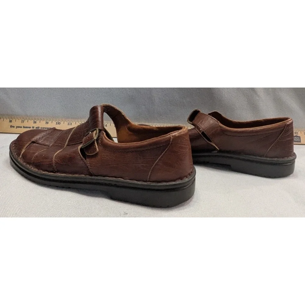 Josef Seibel Fisherman Shoes Mens 44 Brown Good Leather Monk Strap Handmade